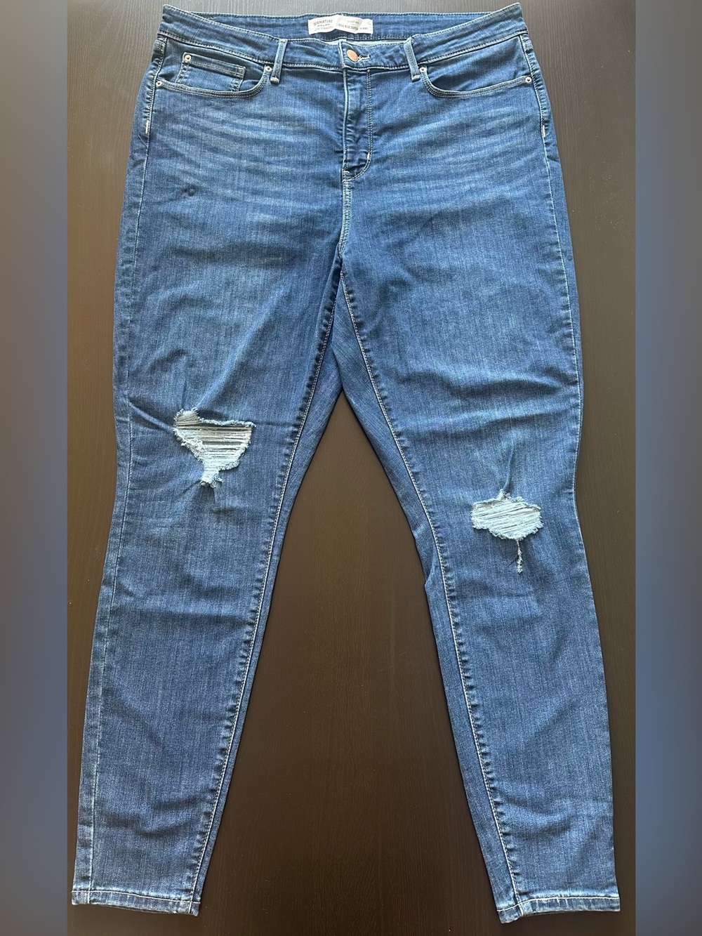 Levi's Blue Skinny Jeans with Distressed Knees